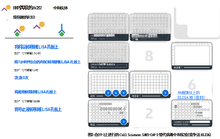 在OT-2上进行的 Cell Sciences SARS-CoV-2 替代病毒中和实验(竞争法 ELISA)